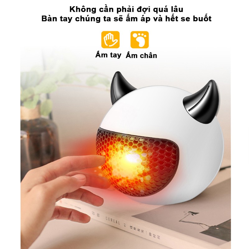 Quạt sưởi mini Jiashi  Ác quỷ công suất 350W tỏa nhiệt đều, không mùi nhựa cho dân văn phòng QSM01