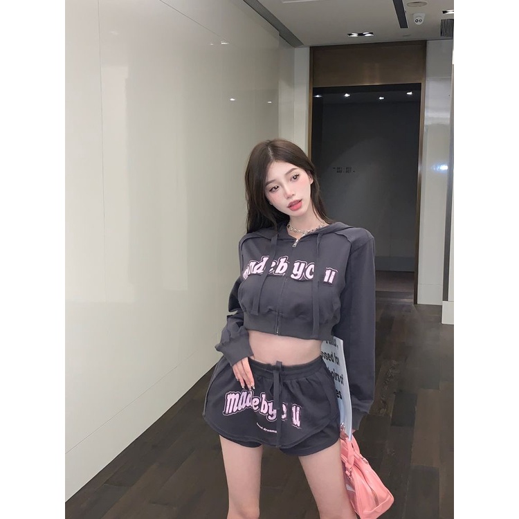 Set Áo Khoác Có Nón + Quần Dài Dây Rút Phong Cách Mới Cho Nữ