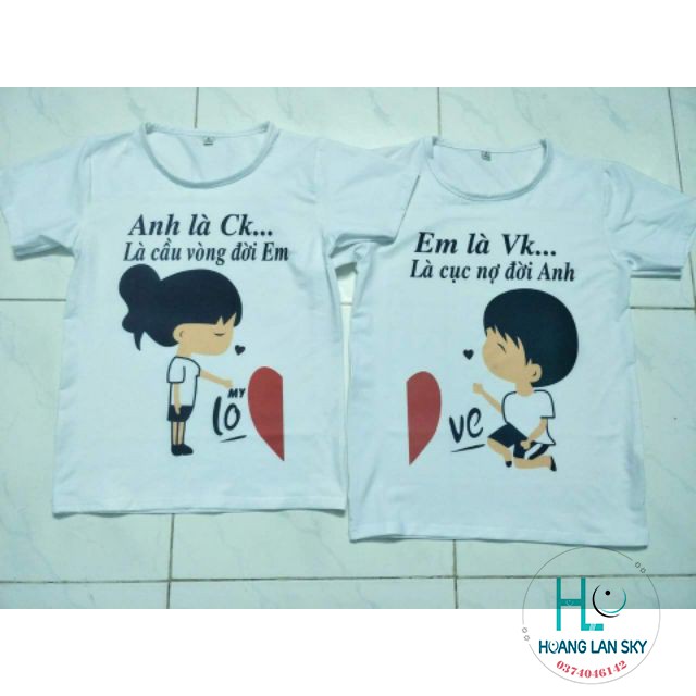 Áo thun cặp đôi chipi Lo Ve anh là ck em là vk  GIÁ 2 ÁO