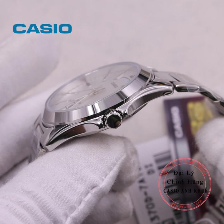 Đồng hồ nam casio MTP-1370D-7A1V dây kim loại mặt trắng