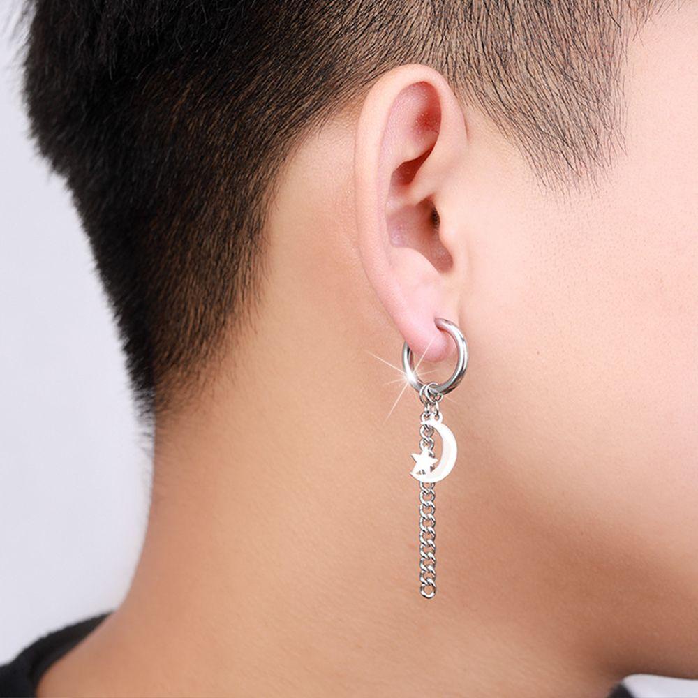 Bông Tai Dạng Vòng Hình Mặt Trăng 26Eddie Bằng Thép Không Gỉ Cho Nam