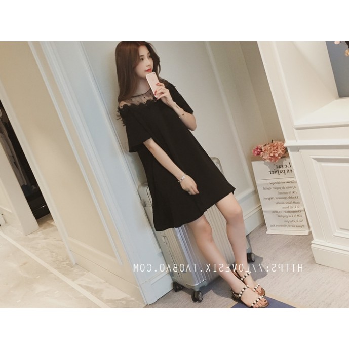 Váy đầm nữ xinh MINALADY viền ren cổ dây đai lưng Hàng Quảng Châu chất đẹp | BigBuy360 - bigbuy360.vn