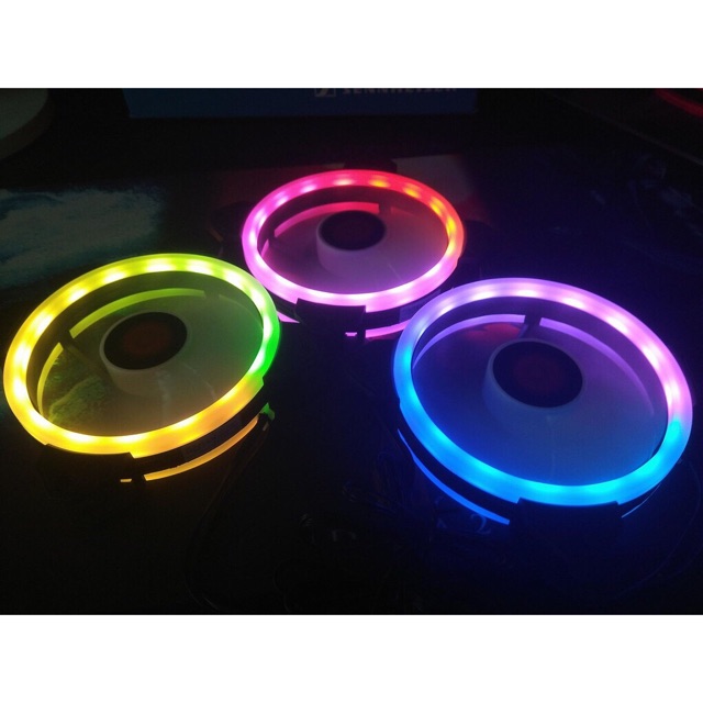 ( Rẻ Vô Địch) Quạt fan led Coolmoon RGB V2 chính hãng ( fan Coolman) kèm bộ điều khiển HUB có led RGB