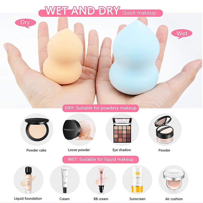 Set 4 Mút Trang Điểm Hình Quả Trứng Có Thể Sử Dụng Khô Và Ướt Tiện Lợi