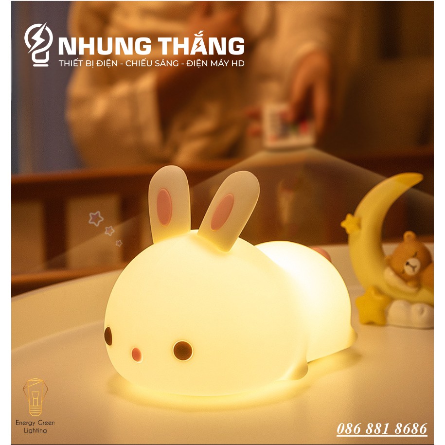 Đèn Ngủ Hình Chú Thỏ Xinh Xắn Dễ Thương WH-A13 - Thay Đổi Màu Sắc Tùy Thích - Silicon Mềm Mại Siêu Bền-Pin Sạc Tích Điện