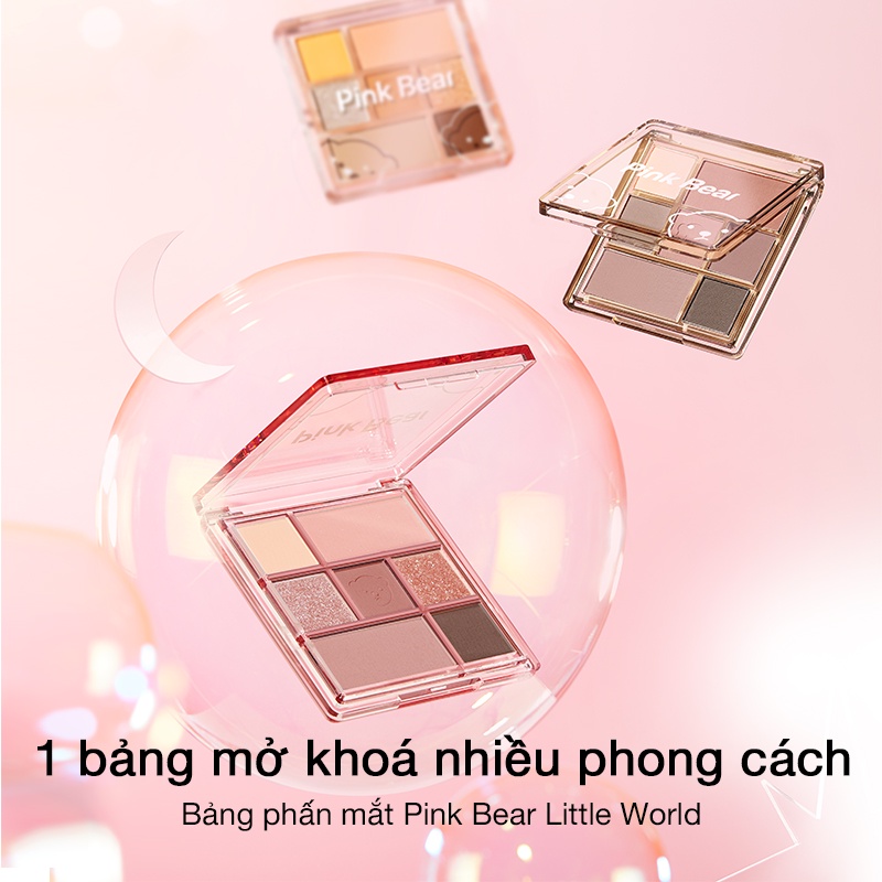 Bảng Phấn Mắt Pink Bear Little World 7 Màu Lì Và Nhũ Làm Phấn Bắt Sáng 10g