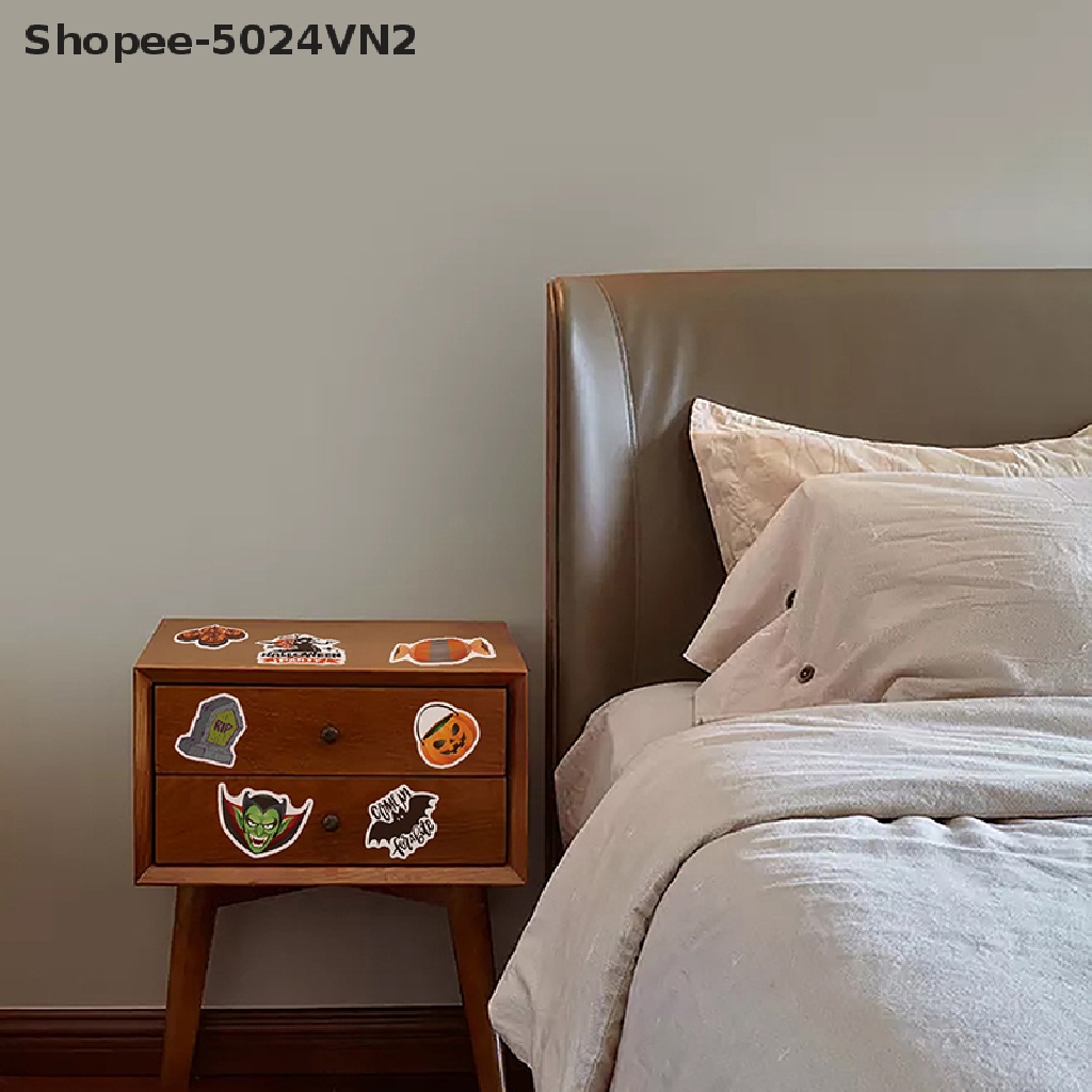 Bộ 50 Hình Dán Trang Trí Chai Nước Chủ Đề Halloween