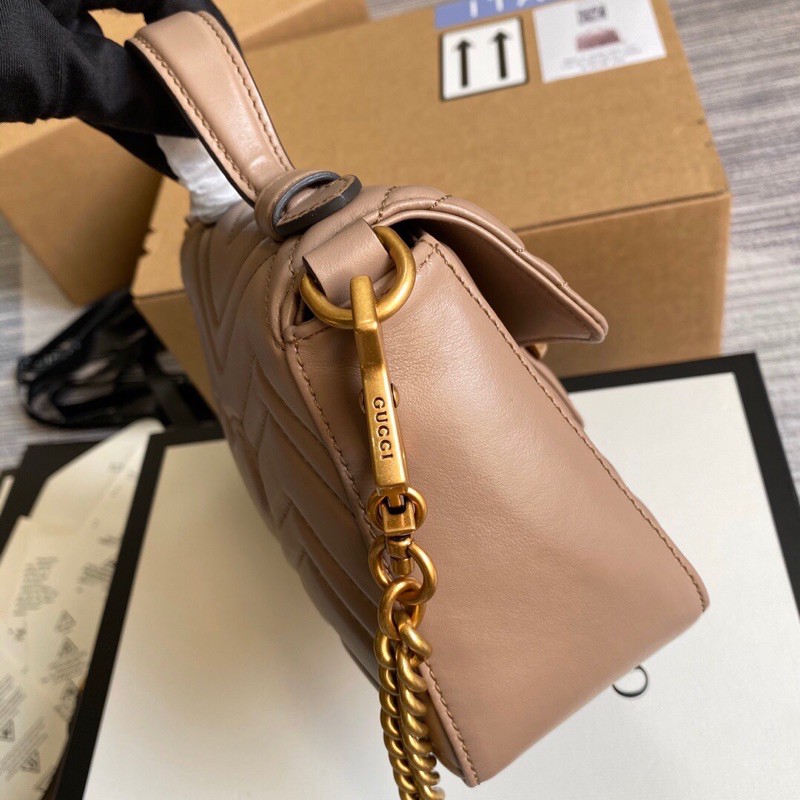 Túi xách Gucci Marmont cao cấp vân v trái tim màu nude size 21cm