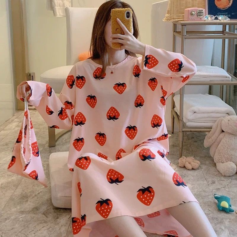 ❆☁﹍Váy ngủ pijama kiểu mới cho nữ mùa xuân, trung thu và đông, tay dài, sinh dễ thương Hàn Quốc phục vụ tại nhà