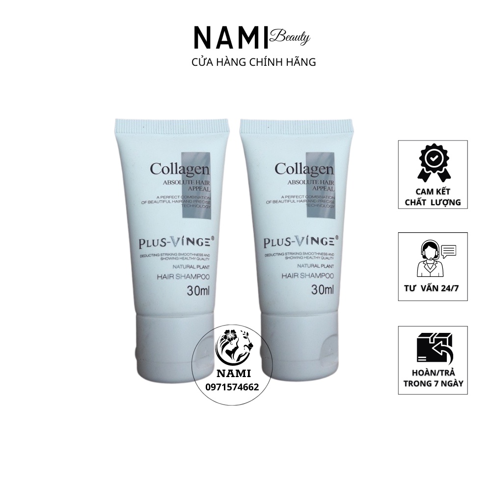 Dầu Gội Collagen Plus Vinge 30ml Hương Nước Hoa Siêu Mềm Mượt, Kích Thích Mọc Tóc Phù Hợp Đi Du Lịch, Quà Tặng