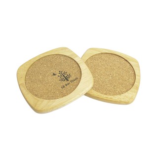 Bộ 2 cái lót ly bầu, bần - kích thước: 9.3 x 9.3 x 1.8 cm - gỗ tự nhiên -