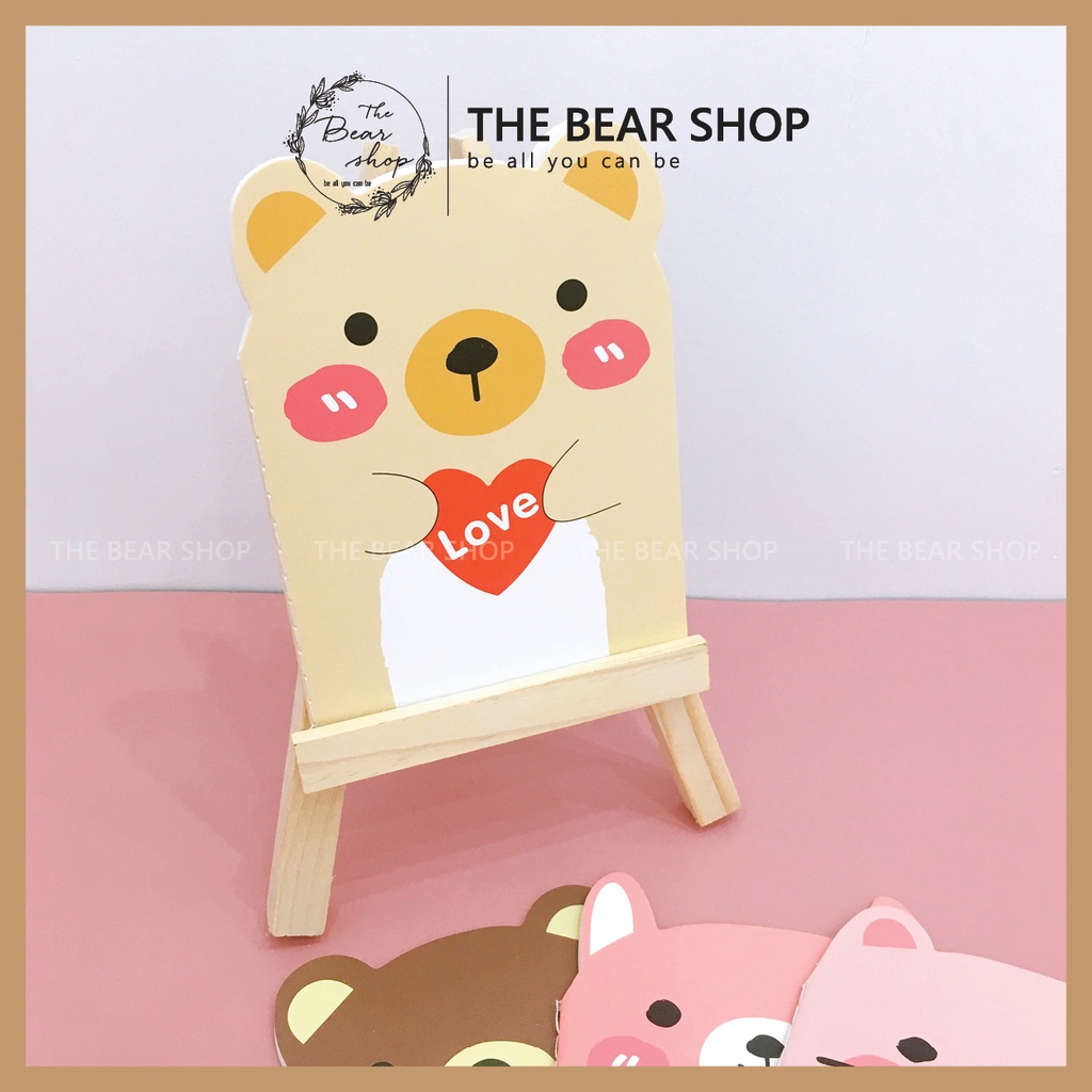 Sổ Tay Ghi Chép- Handmade- Cute Hình Gấu Khổ A6 Có Dòng Kẻ Được Chọn Mẫu - The Bear Shop