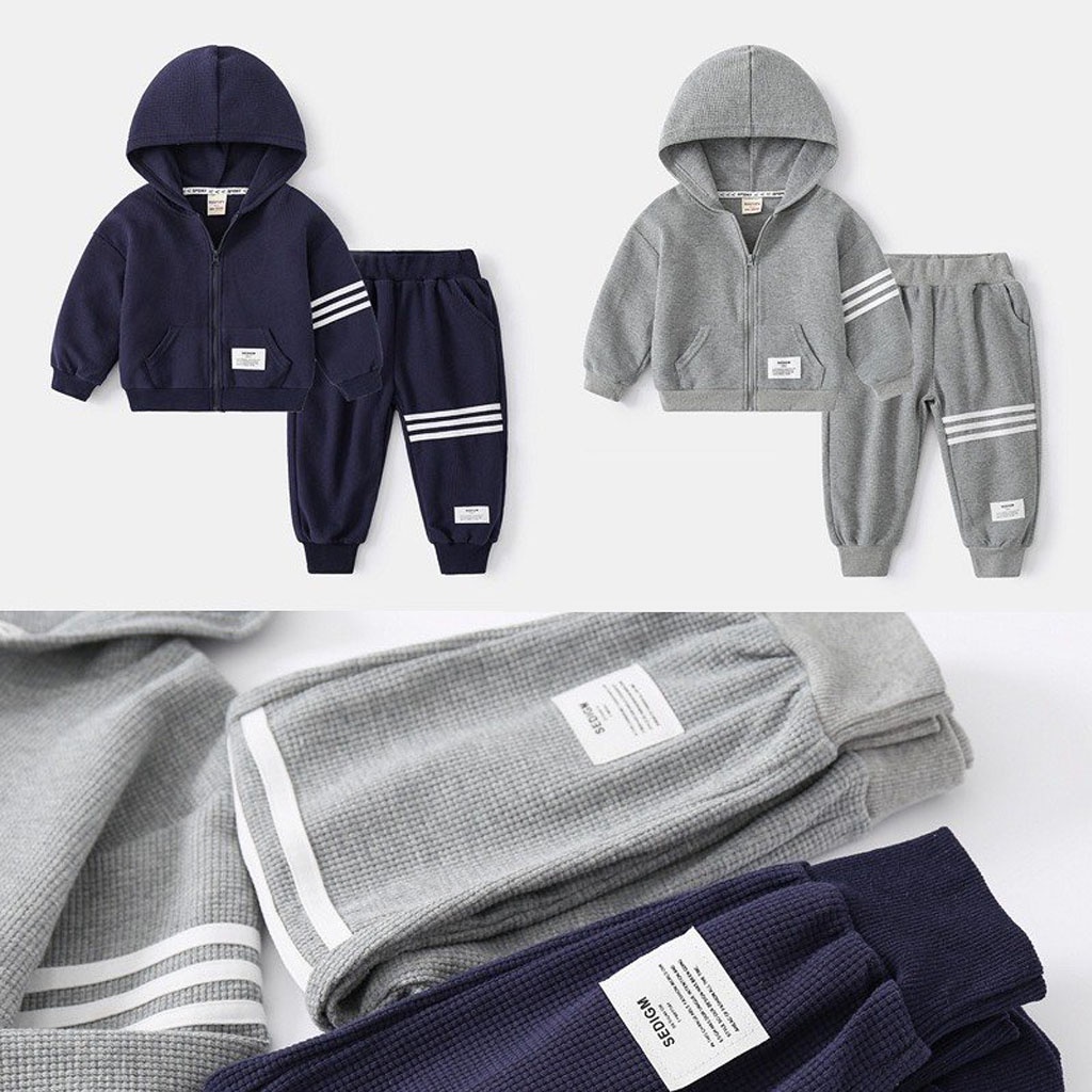 Bộ Thu Đông Có Mũ Kẻ Vạch Cho Bé, Bộ Nỉ Cho Bé Trai Chất Thun Tổ Ong Cao Cấp Từ 7-27kg - LILA KIDS