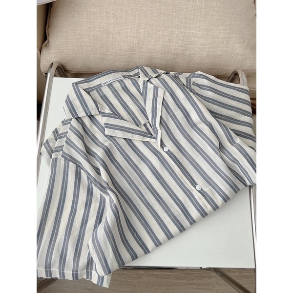 Áo sơmi kẻ sọc cộc tay basic style trẻ trung đơn giản Hàn Quốc