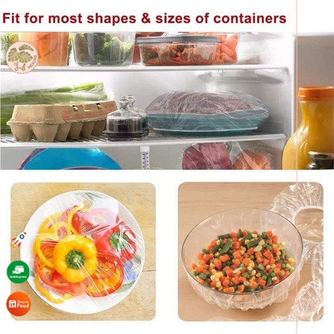 Combo 100 màng bọc thực phẩm có thun co giãn tặng kèm túi gấu tiện lợi