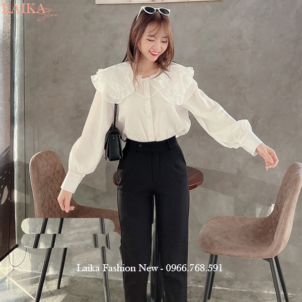 Quần tây nữ công sở cạp lưng cao màu Đen dáng dài ống đứng khóa kéo chất vải tuyết mưa co giãn nhẹ đi học làm thanh lịch