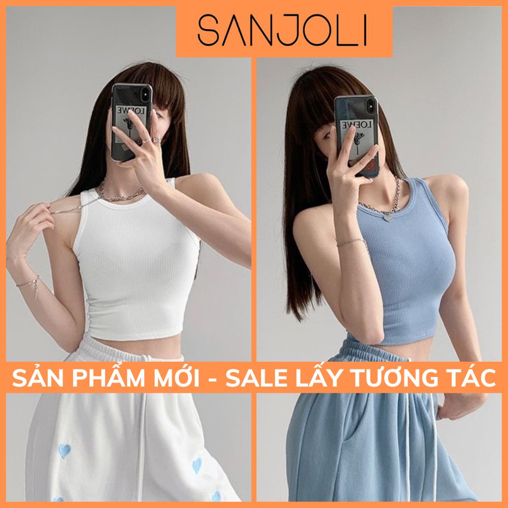 Áo Ba Lỗ Nữ SANJOLI Áo Croptop Sexy Thun Kiểu Ôm Body Đẹp Trắng Đen Ngắn 3 lỗ Jennie AO008