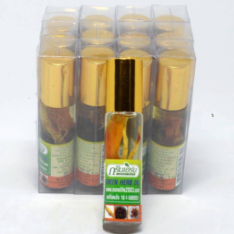 Dầu Gió 💕𝑭𝒓𝒆𝒆𝒔𝒉𝒊𝒑💕Dầu Lăn 3 Vị Thảo Dược Nhân Sâm Green Herb Oil Thái Lan