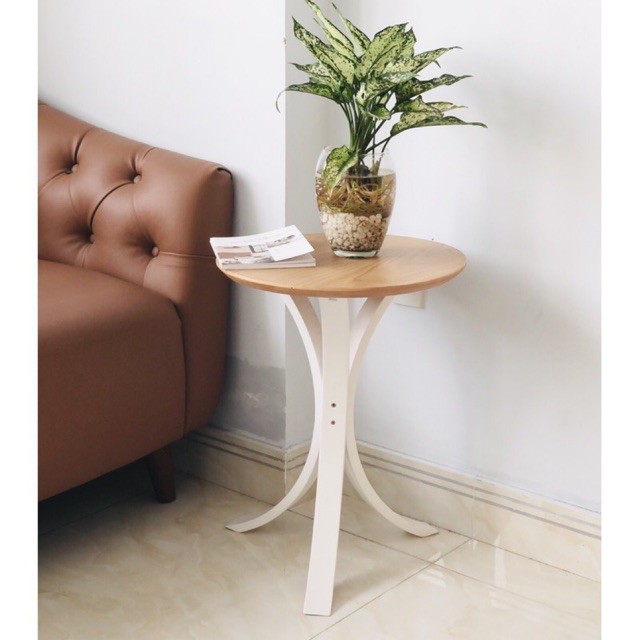 Bàn trà sofa, bàn góc Plyconcept Joy Side Table - Oak and White (Cao 54 cm x Rộng 40 c