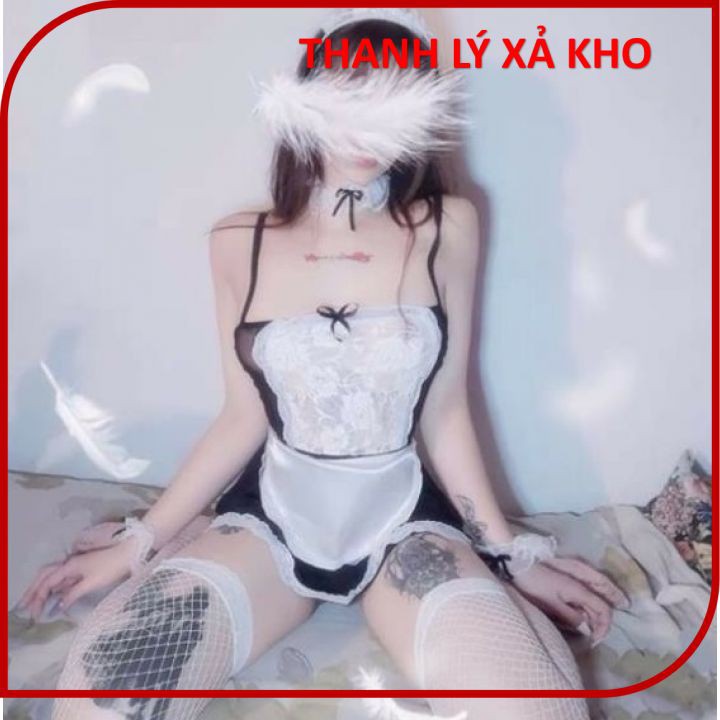 Bộ đồ ngủ cosplay hầu gái sexy - xả kho - chất voan, đầm ngủ cosplay giúp việc chụp ảnh indoor studio - Hà Nội