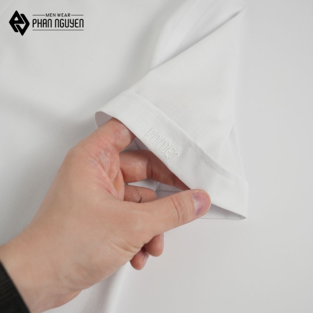 Áo sơ mi trắng công sở nam Phan Nguyễn chất vải kẻ xước thoáng mát, thấm hút mồ hôi tốt, thiết kế thời thượng SMC.381