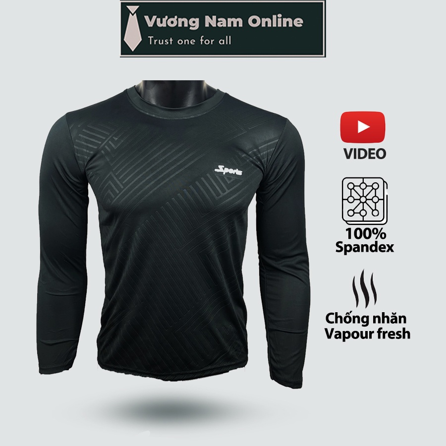 Áo giữ nhiệt nam, áo thun nam tay dài đá bóng thể thao cổ tròn dập vân VN21A