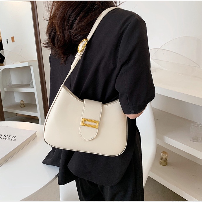 Túi đeo vai nữ da trơn khóa vuông thời trang BAG U DVX25