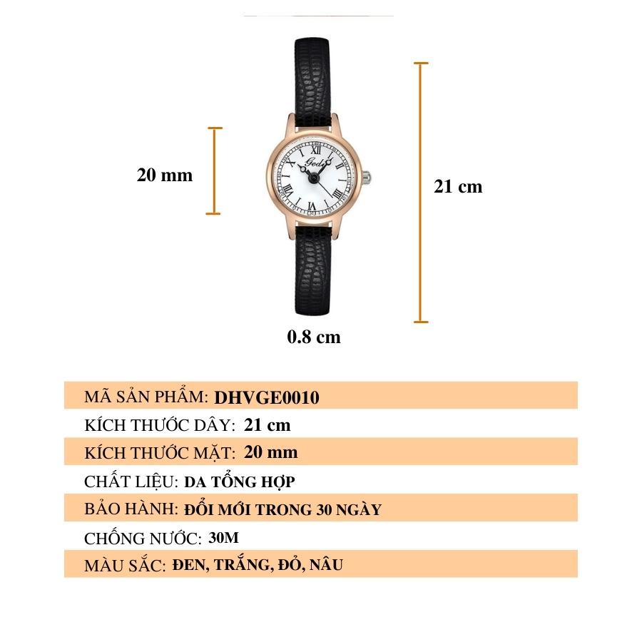 Đồng hồ nữ đeo tay chính hãng dây da đẹp chống nước mặt nhỏ LaCy Watch DHVGE0010