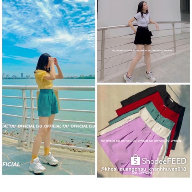 Quần sooc cúc bấm cạp cao