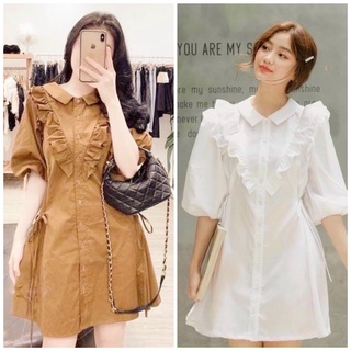 Đầm phối bèo tay lỡ 2 màu
