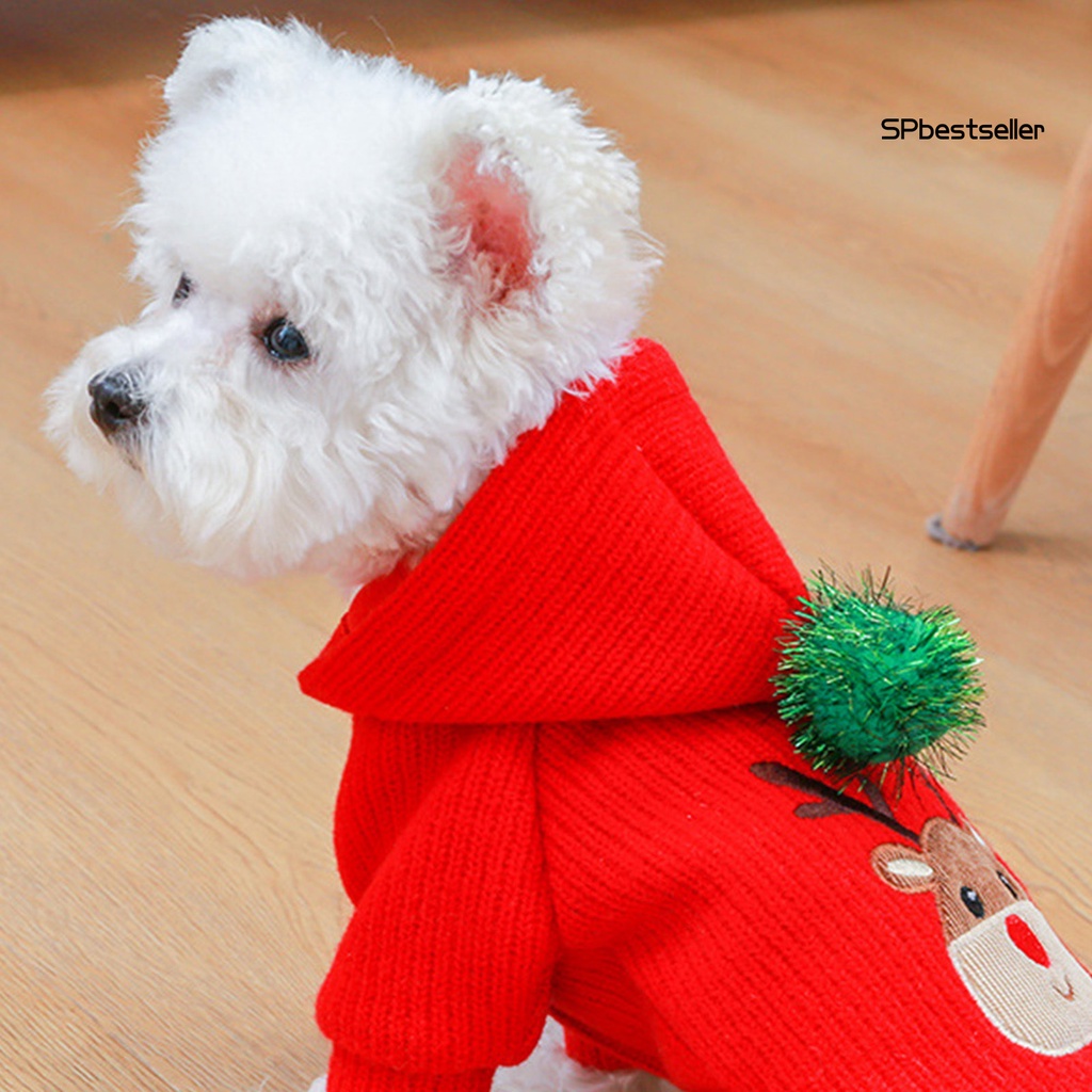 Áo hoodie in họa tiết hoạt hình tuần lộc giữ ấm mùa đông cho cún cưng