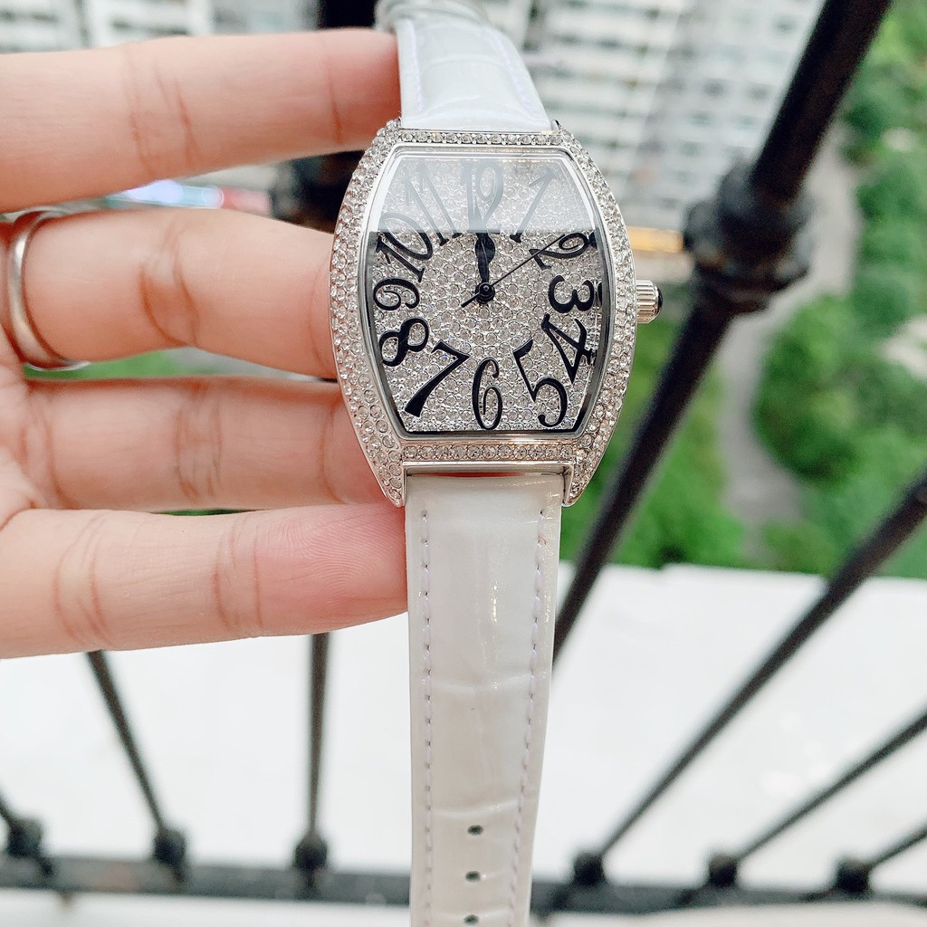 Đồng Hồ Davena Nữ Dây Da Trắng 36mm Silver