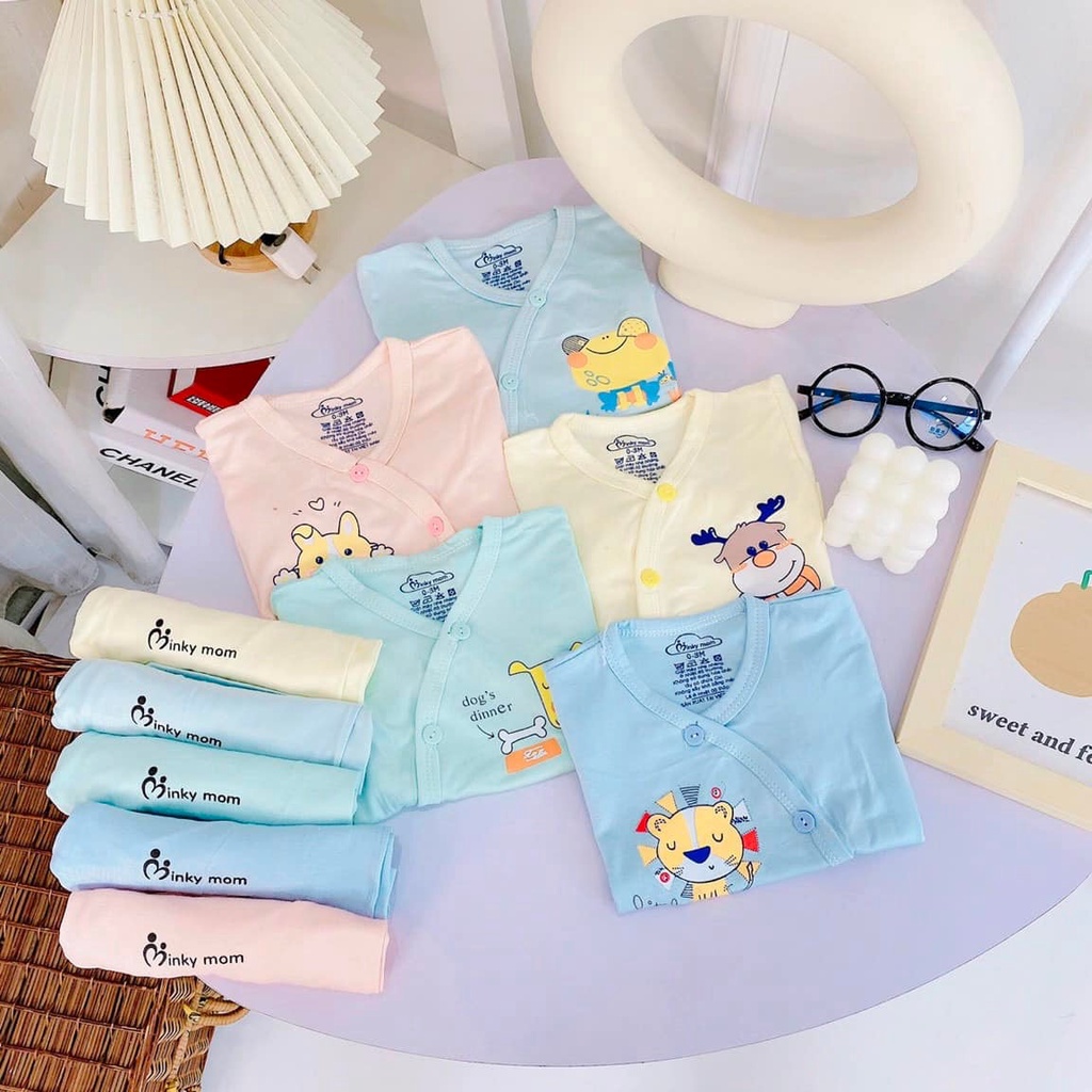 Bộ cộc minky mom cúc chéo thun lạnh, bộ côc cúc chéo cho bé trai bé gái