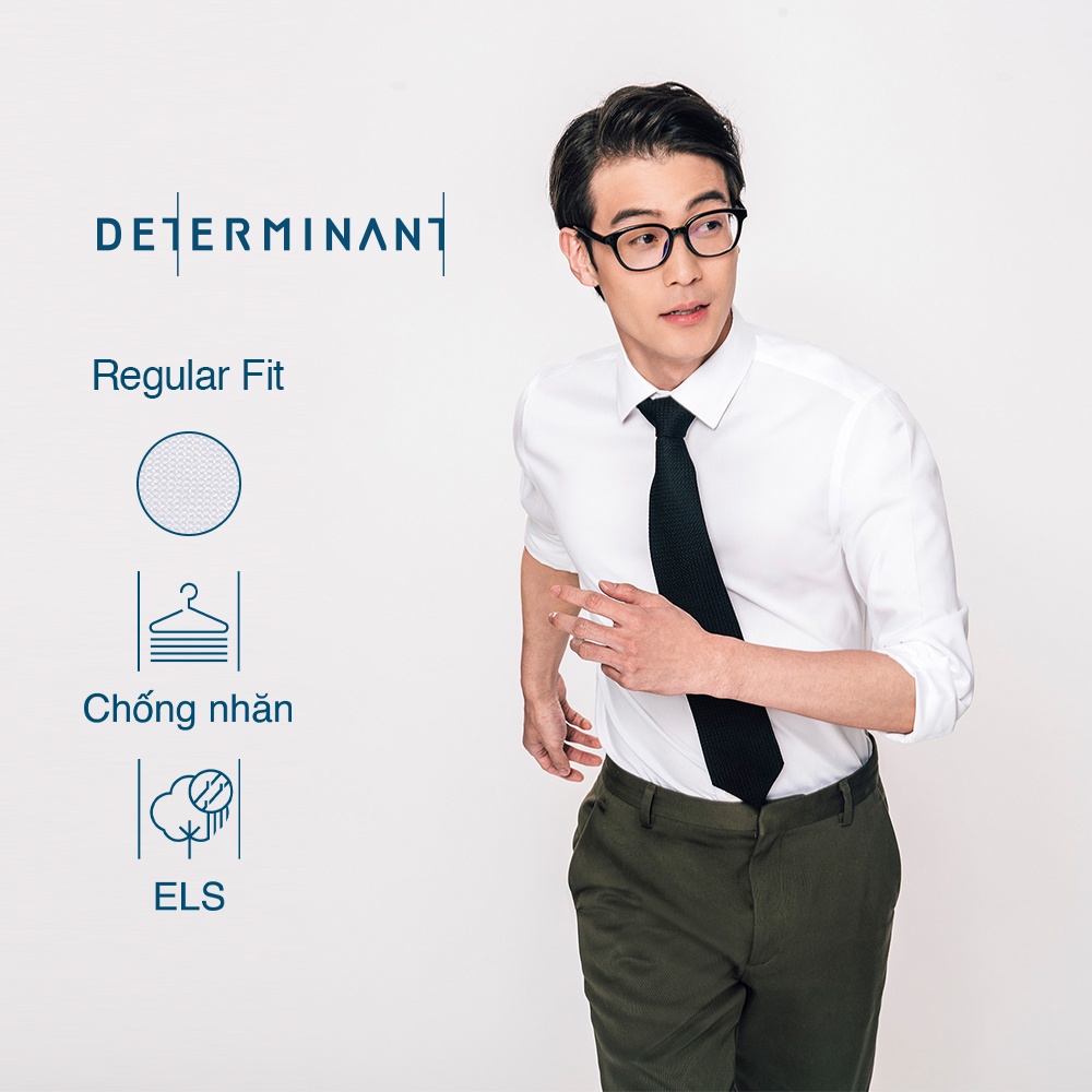Áo sơ mi nam chống nhăn tay dài DETERMINANT dáng suông màu trắng - White
