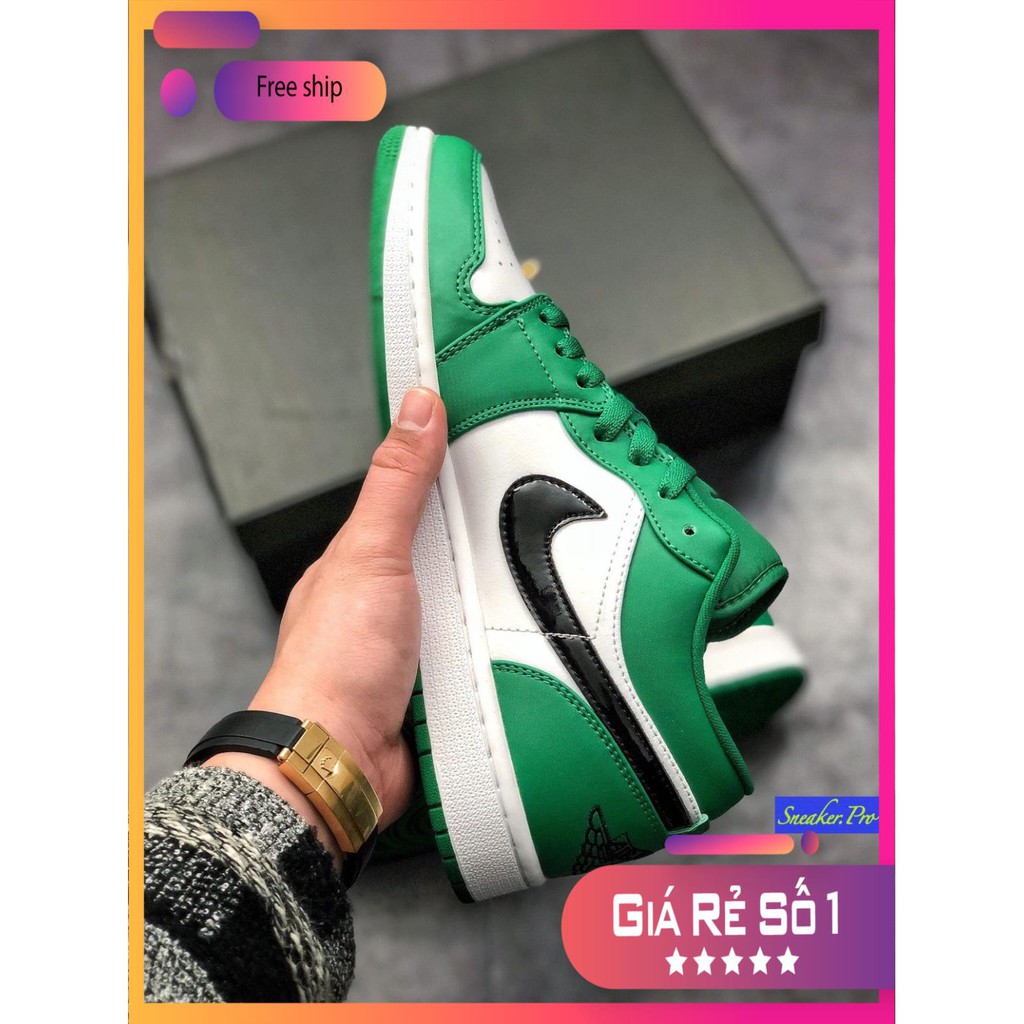 Giày thể thao AIR JORDAN 1 Low Pine Green thấp cổ màu xanh trắng siêu đẹp dành cho nam nữ