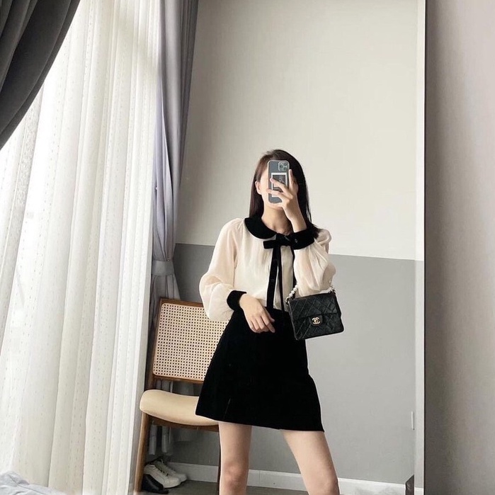 Set Áo Chân Váy Nhung Chữ A Dễ Thương Set Đồ Nữ Xinh Lona Style Hàn Quốc Lên Dáng Siêu Đẹp Mặc Đi Chơi Hay Đi Làm V09