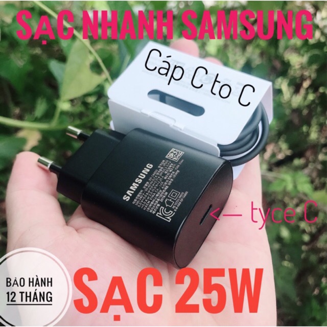 Combo Củ Cáp  Sạc Nhanh Samsung PD-25W chân tyce C. Hàng chính hãng bóc máy galaxy note10-S105G