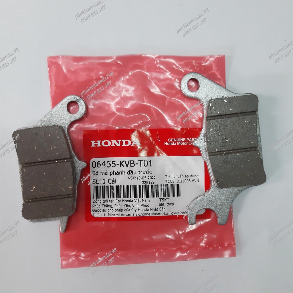 (CHÍNH HÃNG) Bố thắng (má phanh) trước xe Air Blade 125, Lead 125, Air Blade FI đời 2011-2012, Vision FI