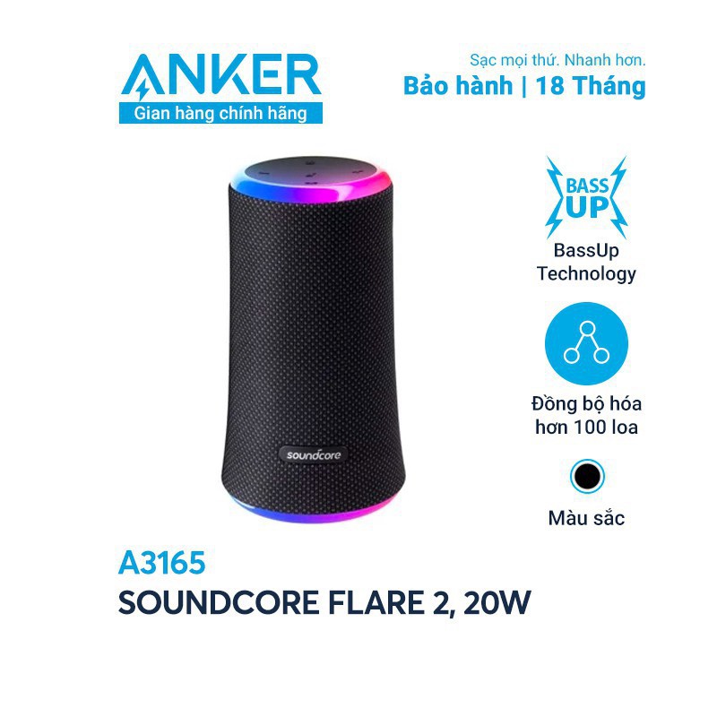 [Mã ELTECHZONE giảm 5% đơn 500K] Loa bluetooth SOUNDCORE Flare 2 20W by Anker Hàng chính hãng - A3165