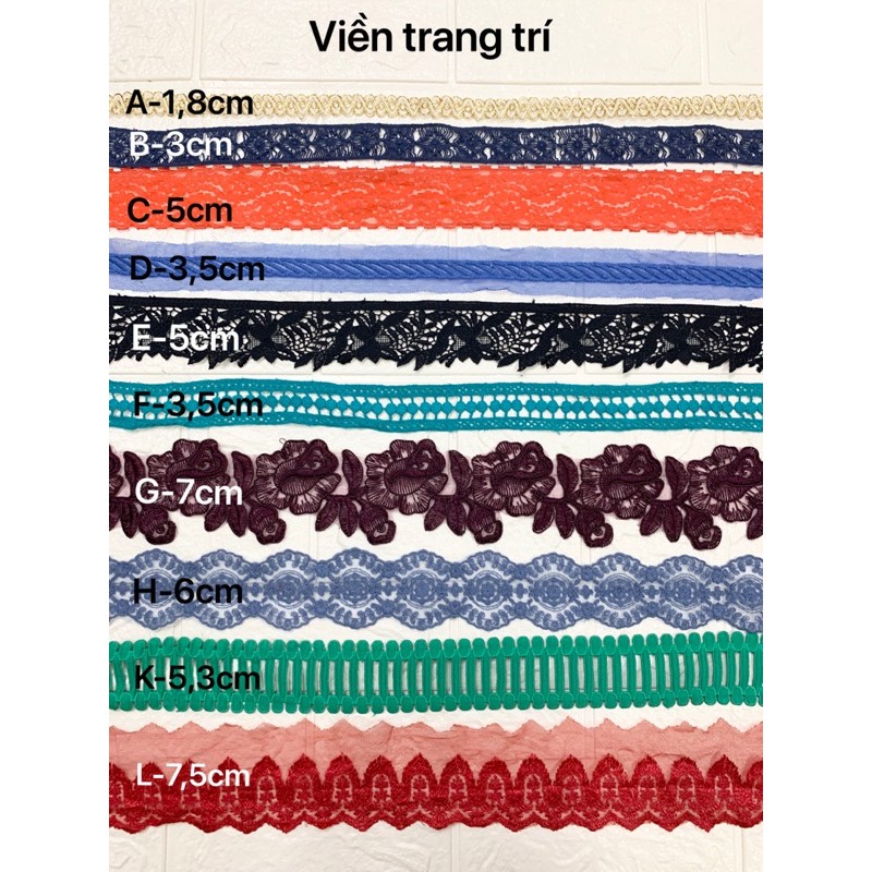 Ren viền trang trí quần áo, ren thêu,dây viền trang trí