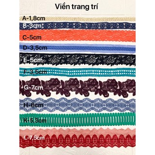 [Phụ liệu may giá rẻ] Ren viền trang trí quần áo, ren thêu,dây viền trang trí