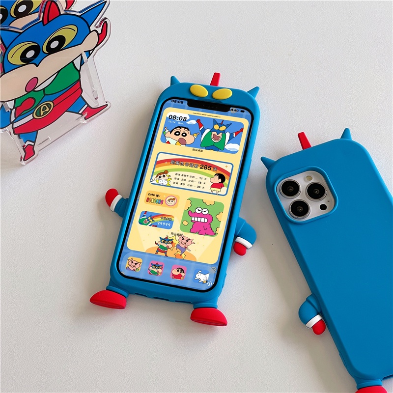 Ốp lưng chống sốc màu xanh dương cho iphone 13 pro 12 pro max đế silicon mềm cho iphone 11 pro max xr x / xs Ốp lưng điện thoại hoạt hình Crayon Shin-chan