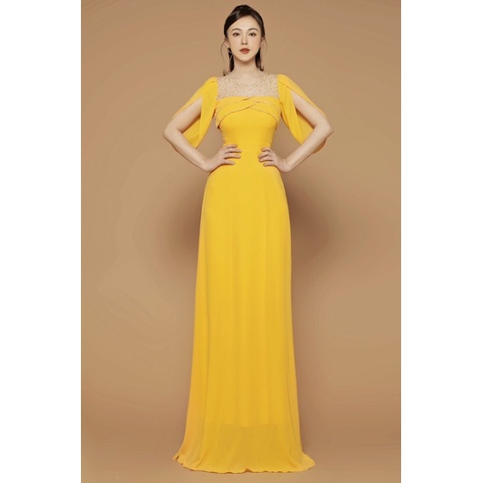Đầm dạ hội xoè kết pha lê tay xẻ cao cấp  kèm ảnh thật tặng hoa tai thời trang xinh xắn