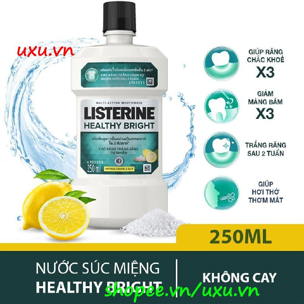 Nước Súc Miệng 250Ml Listerine Healthy Bright Làm Trắng Răng Thơm Miệng, Với uxu.vn Tất Cả Là Chính Hãng.
