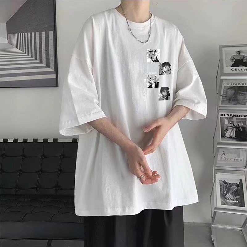 Áo Thun Tay Ngắn Cổ Tròn Họa Tiết Hoạt Hình Thời Trang Dành Cho Nam Size M-8XL