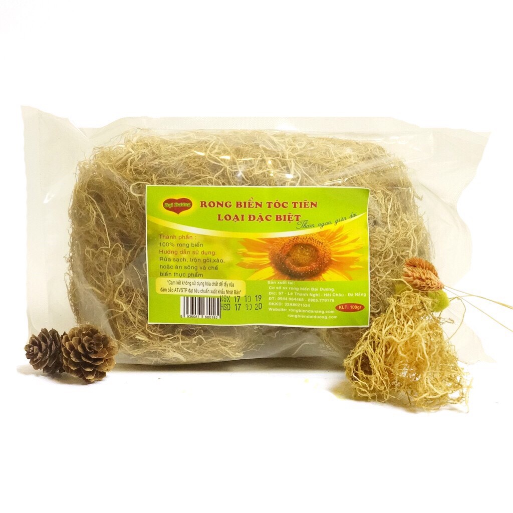 Rong câu chỉ vàng nấu xu xoa 500g - rong biển khô nấu xua xoa