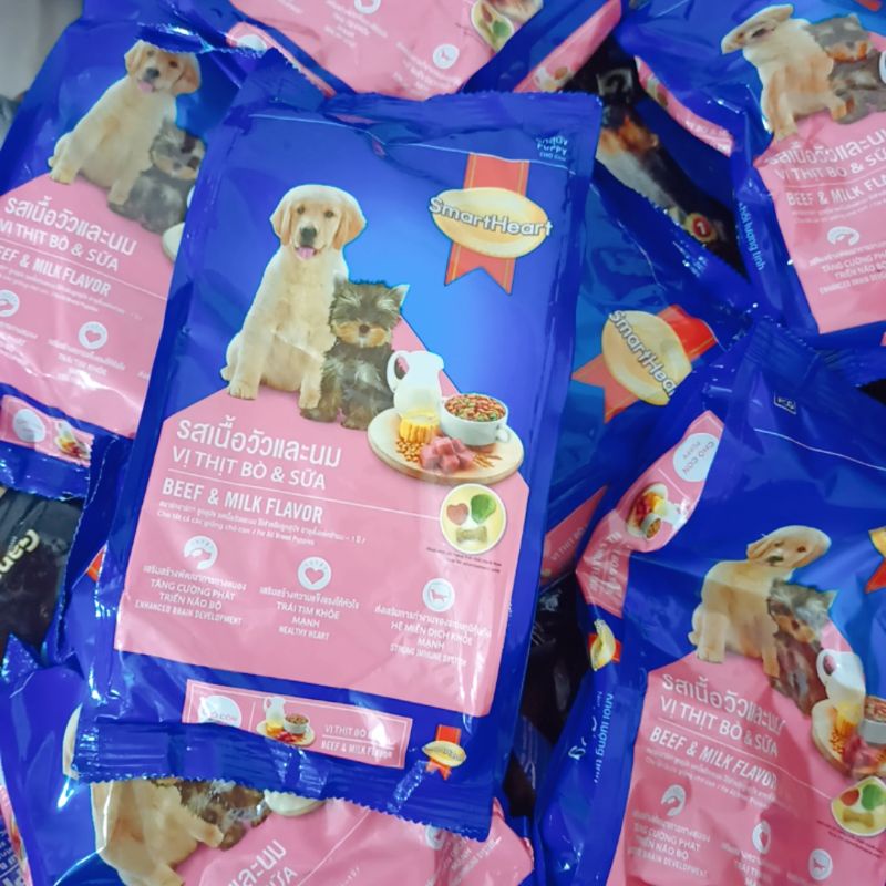 Thức ăn cho Chó con Hạt SmartHeart Puppy vị Thịt bò và Sữa túi 400g