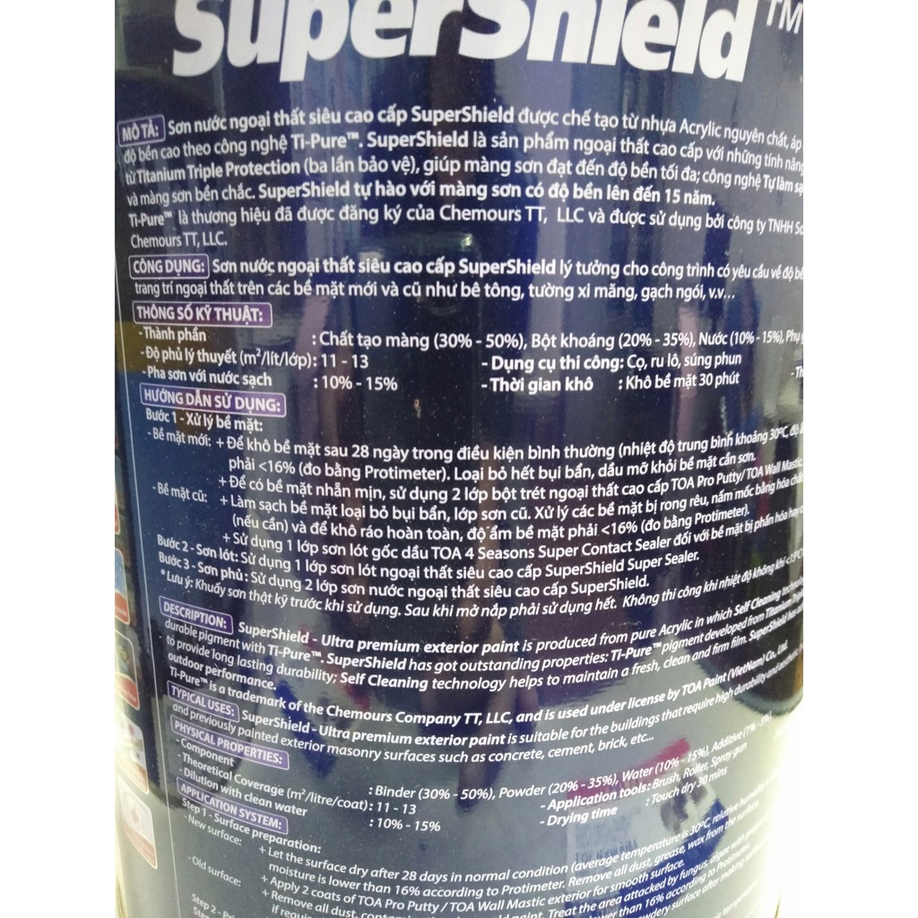 Sơn nước Chống thấm , bền màu Toa Super Shield 4 L