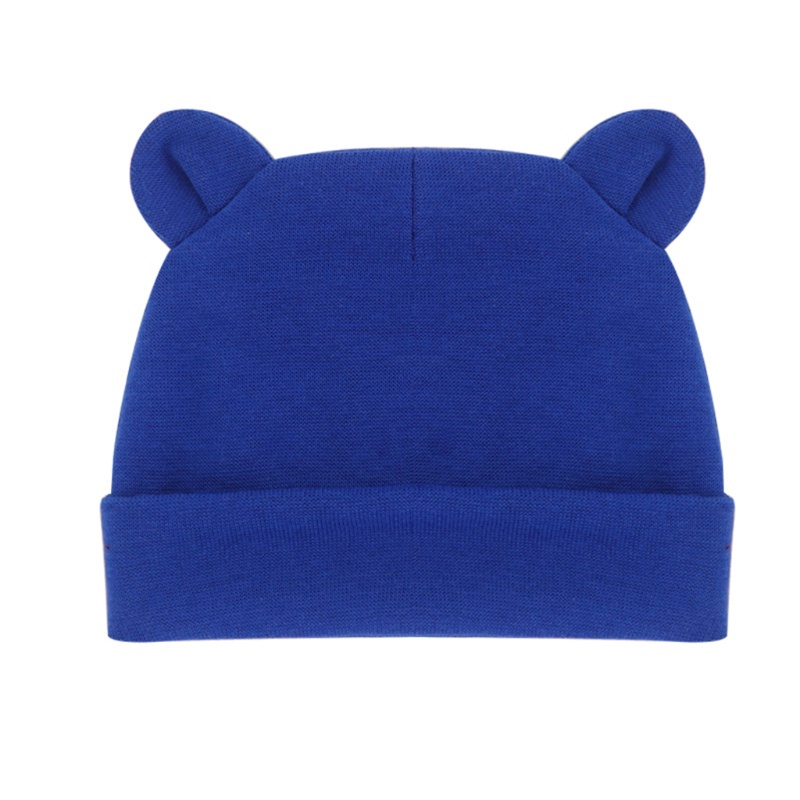 Mũ Beanie Cotton Màu Trơn Giữ Ấm Tai Cho Bé Trai + Gái Sơ Sinh