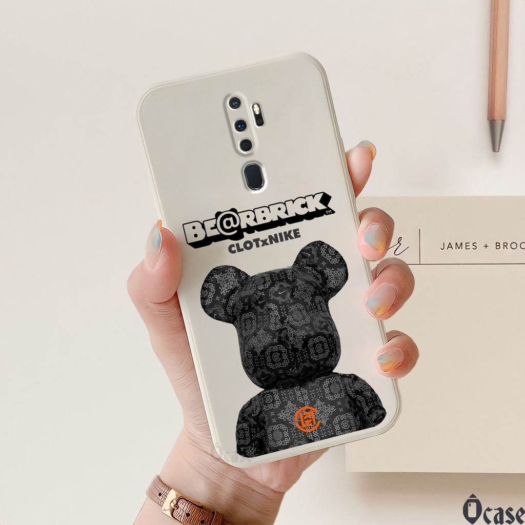 Ốp lưng Oppo A5 2020 / A9 2020 / A11 / A11X gấu cạnh viền vuông có bảo vệ camera